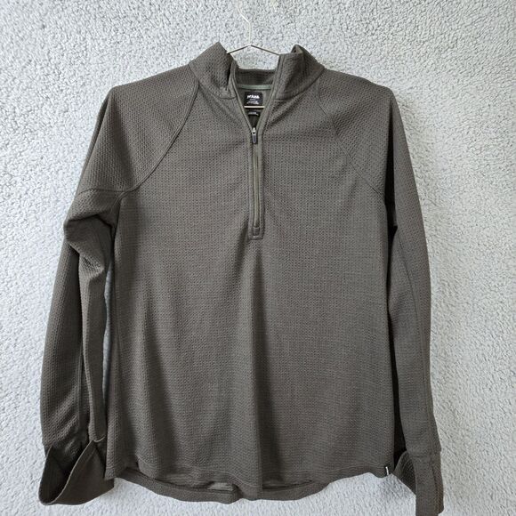 Prana Wensley 1/2 Zip Pullover Waffle Knit Sweatshirt Brown Women's Medium - Picture 1 of 9